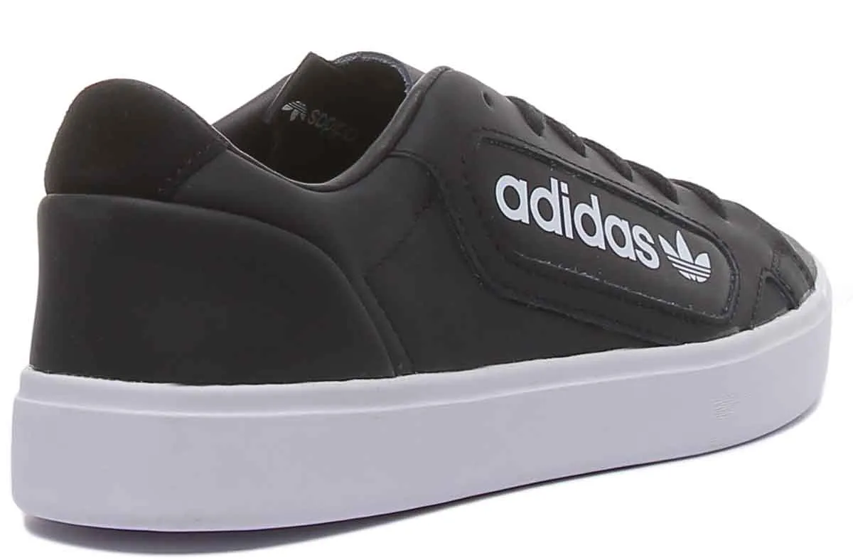 Adidas Sleek Leather Trainers In Black White For Women