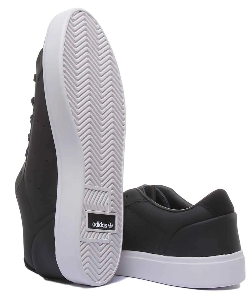 Adidas Sleek Leather Trainers In Black White For Women