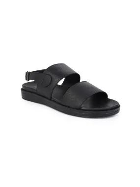 Alberto Torresi Deriko Black Genuine Leather Slingl Back Sandals For Men