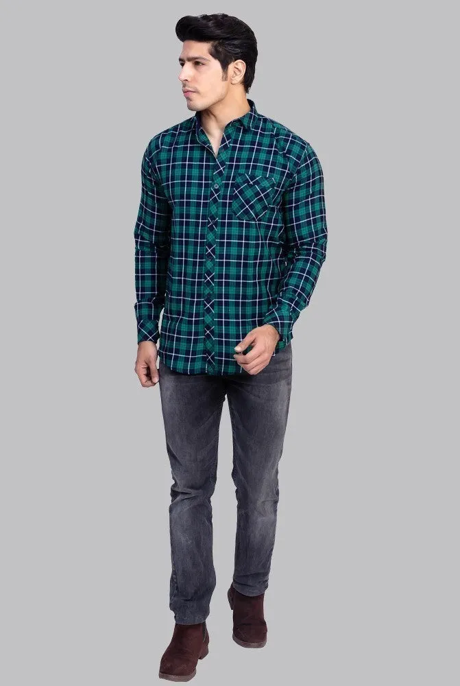 Check Shirt for Men - Men Regular Fit Checked Shirt Green