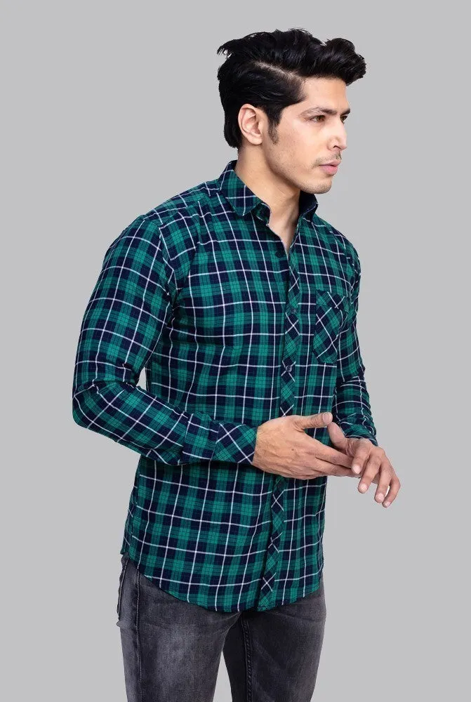 Check Shirt for Men - Men Regular Fit Checked Shirt Green