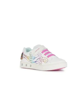 Geox Girls Slip In White Light Up Unicorn Casual Trainer Skylin - J458WC