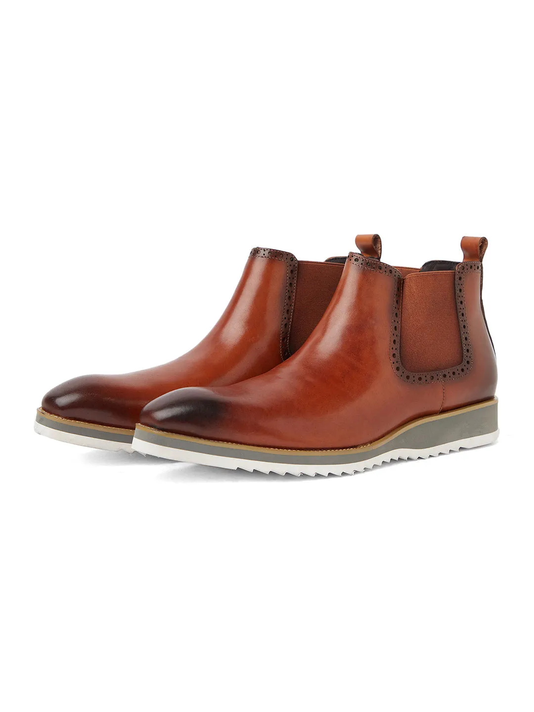 Leros - Handpainted Chelsea Boots - Brown