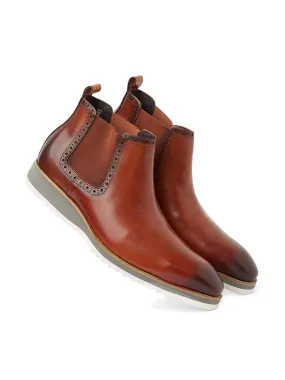 Leros - Handpainted Chelsea Boots - Brown