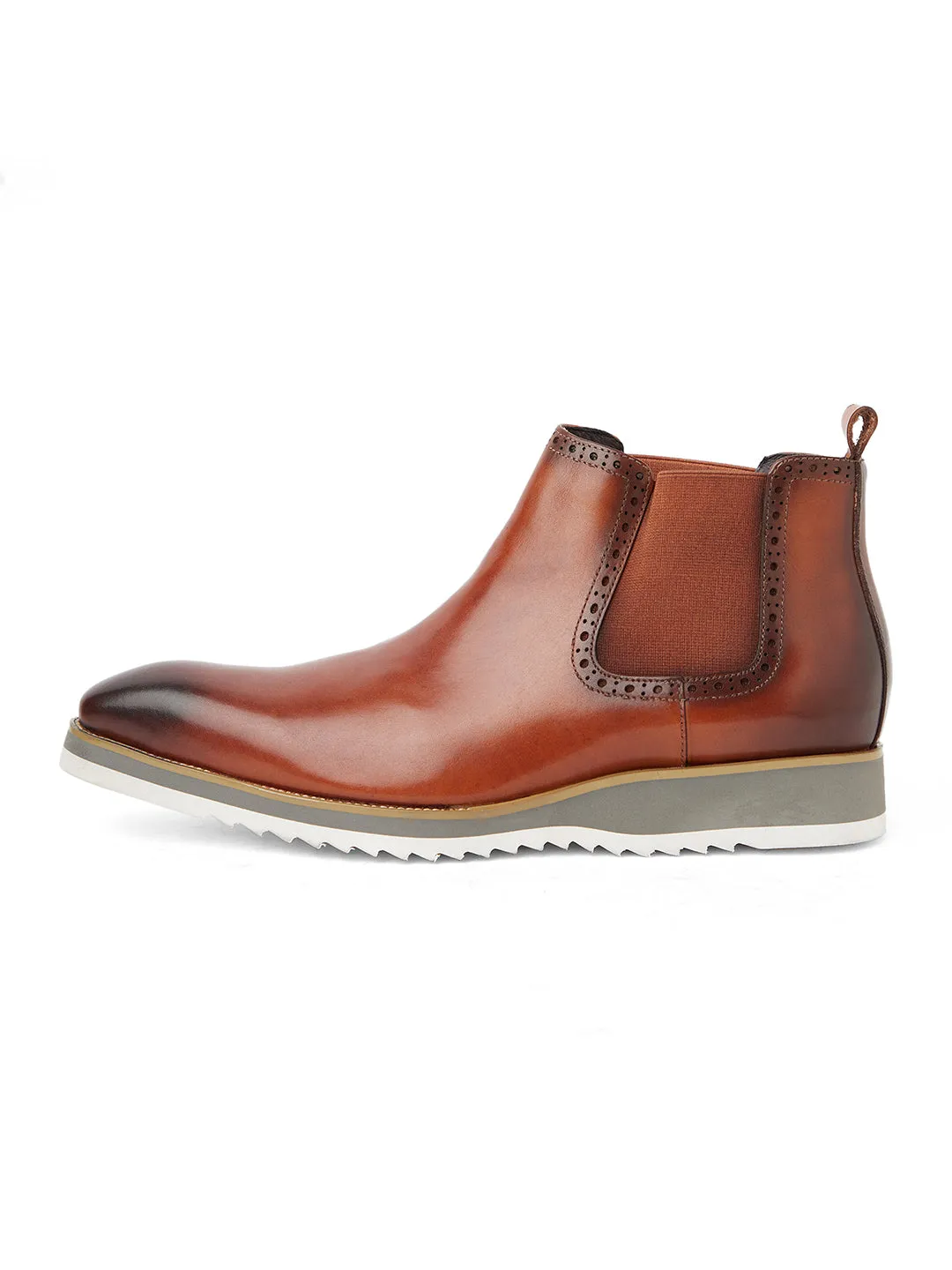 Leros - Handpainted Chelsea Boots - Brown