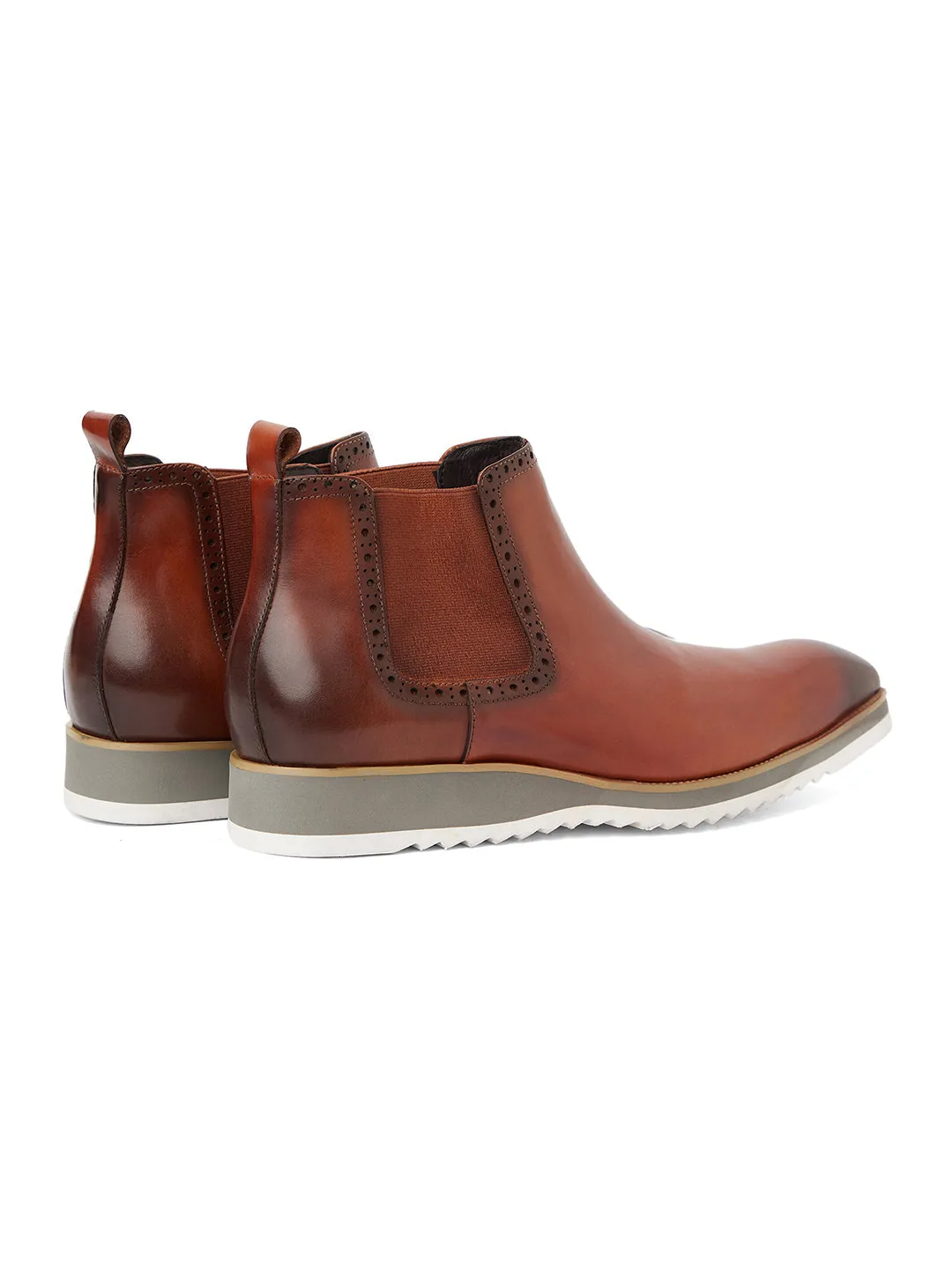 Leros - Handpainted Chelsea Boots - Brown