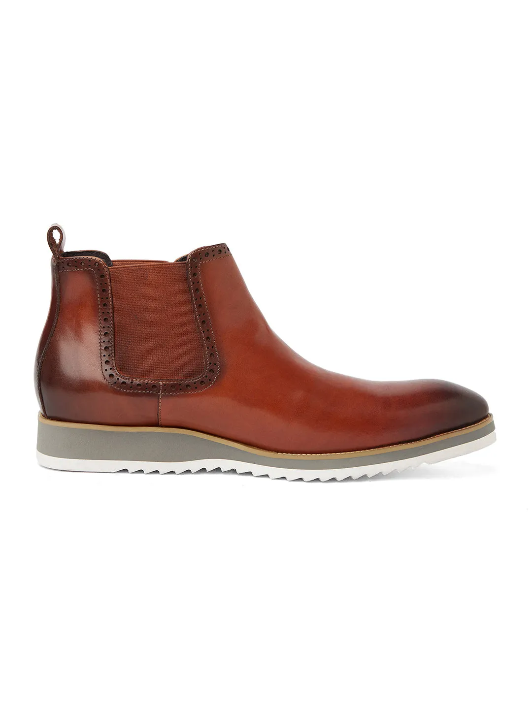 Leros - Handpainted Chelsea Boots - Brown