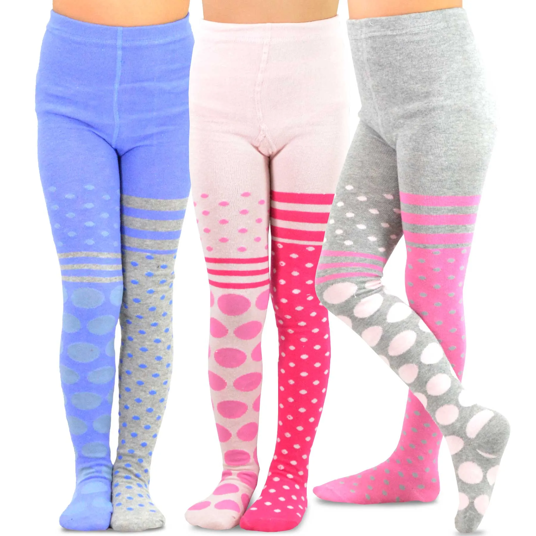 TeeHee Socks Kid's Casual Cotton Tights Big and Small Dots 3-Pack (70687)